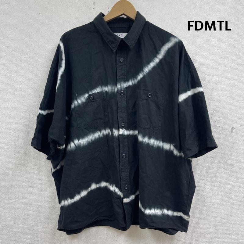 ファンダメンタル FDMTL シャツ、ブラウス 半袖 日本製 OVERSIZED TIE DYE SHIBORI H/S SHIRT タイダイ絞り 半袖 シャツ 4 黒 / ブラック / black メンズ USED 古着 中古 50166849