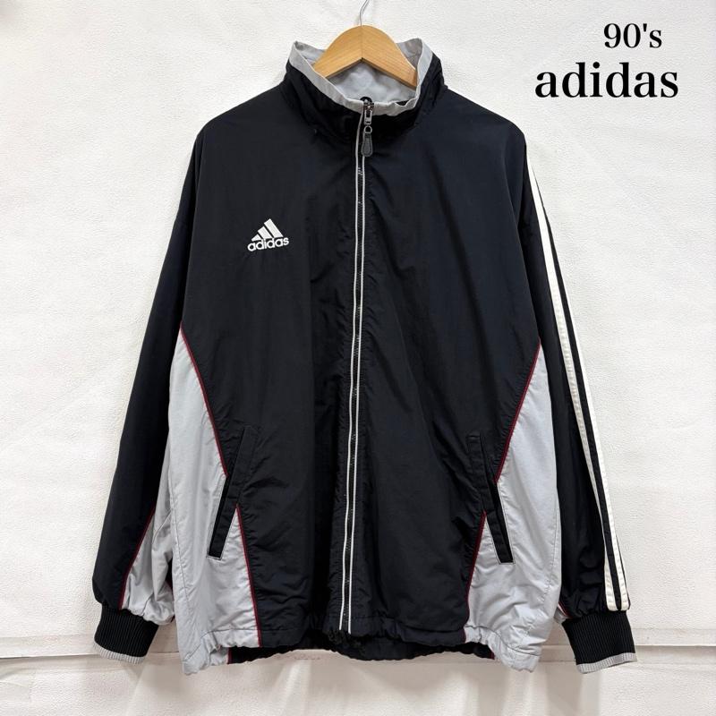 アディダス adidas ジャケット、上着 ジャンパー、ブルゾン 90s ロゴ 刺繍 ナイロン ジャケット ジップアップ 日本製 万国旗タグ メッシュ L ロゴ、文字 X 刺繍 黒 / ブラック / black X 灰 / グレー / gray メンズ USED 古着 中古 50166850