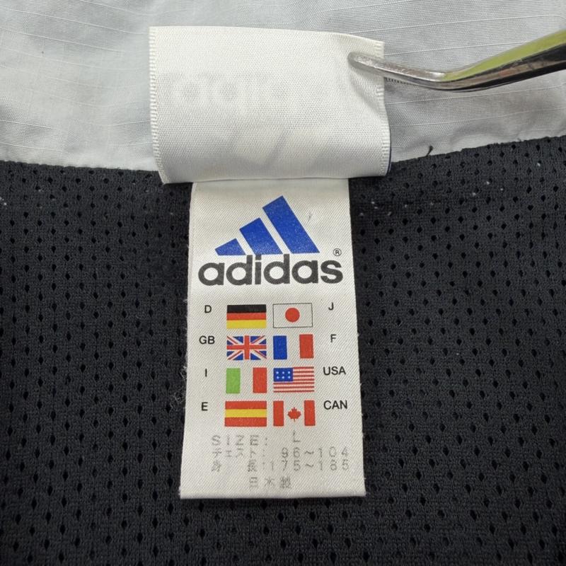 アディダス adidas ジャケット、上着 ジャンパー、ブルゾン 90s ロゴ 刺繍 ナイロン ジャケット ジップアップ 日本製 万国旗タグ メッシュ L ロゴ、文字 X 刺繍 黒 / ブラック / black X 灰 / グレー / gray メンズ USED 古着 中古 50166850