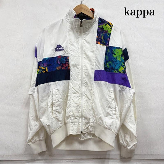 カッパ Kappa ジャケット、上着 ジャンパー、ブルゾン 90s サイケデリック ロゴ 刺繍 ナイロンジャケット トラックジャケット ヴィンテージ OLD ユニセックス L ロゴ、文字 X 刺繍 白 / ホワイト / white X 紫 / パープル / purple レディース USED 古着 中古 50166853