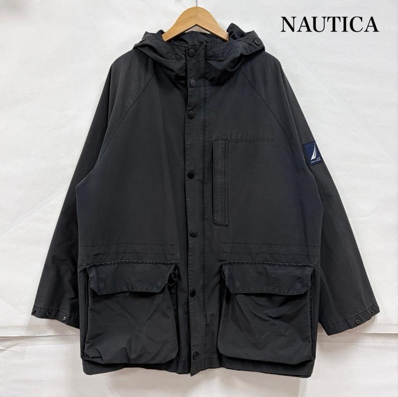 ノーティカ NAUTICA ジャケット、上着 ジャンパー、ブルゾン マウンテンパーカー ナイロンジャケット ロゴ パッチ 刺繍 NS-83 モッズコート ミリタリー ダブルジップ L 無地 黒 / ブラック / black メンズ USED 古着 中古 50166857
