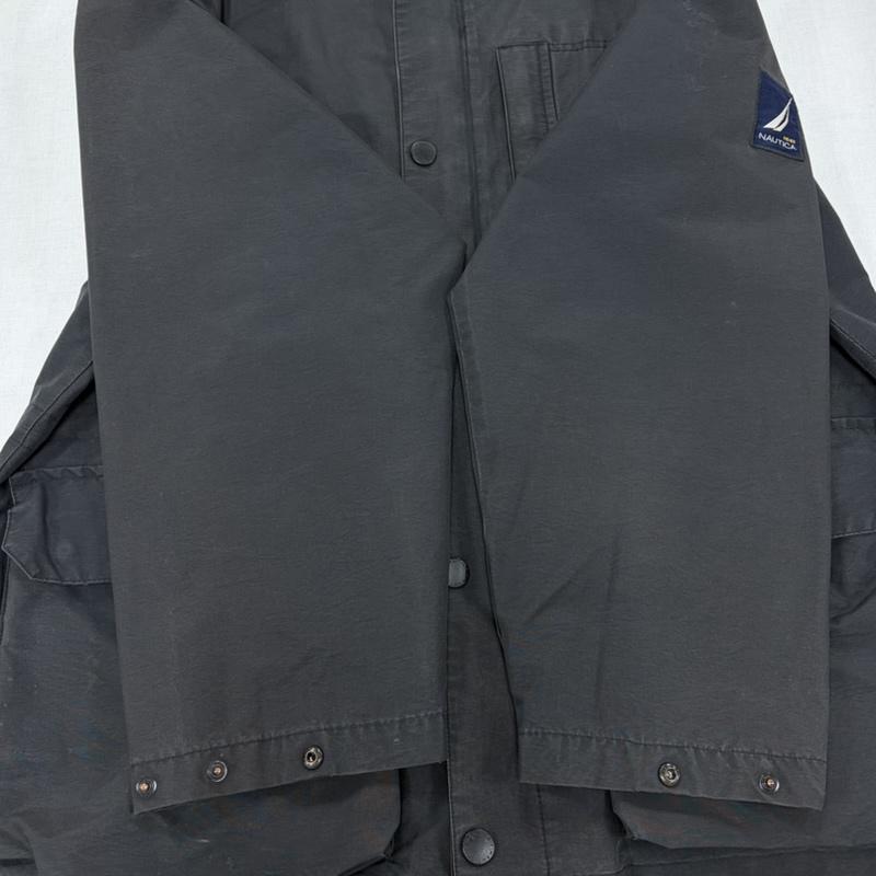 ノーティカ NAUTICA ジャケット、上着 ジャンパー、ブルゾン マウンテンパーカー ナイロンジャケット ロゴ パッチ 刺繍 NS-83 モッズコート ミリタリー ダブルジップ L 無地 黒 / ブラック / black メンズ USED 古着 中古 50166857