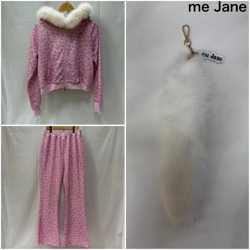 ミージェーン meJane ウェア ウェア ピンク レオパード セットアップ ファー付き フードファーヒョウ柄上下セット ラインストーンロゴ L ロゴ、文字 X ヒョウ柄・レオパード柄 桃 / ピンク / pink レディース USED 古着 中古 50166858