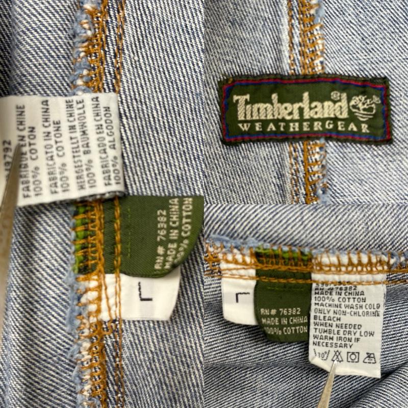 ティンバーランド Timberland サロペット・オーバーオール サロペット、オーバーオール ロゴ レザー パッチ デニム オーバーオール サロペット L インディゴ / インディゴ / Indigo メンズ USED 古着 中古 50166863