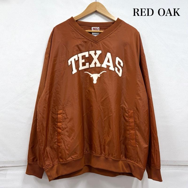 ヴィンテージ VINTAGE トレーナー 長袖 RED OAK テキサス TEXAS カレッジロゴ プリント ナイロン プルオーバー Vネック XL ロゴ、文字 X プリント キャメル / キャメル / X 白 / ホワイト / white メンズ USED 古着 中古 50166870