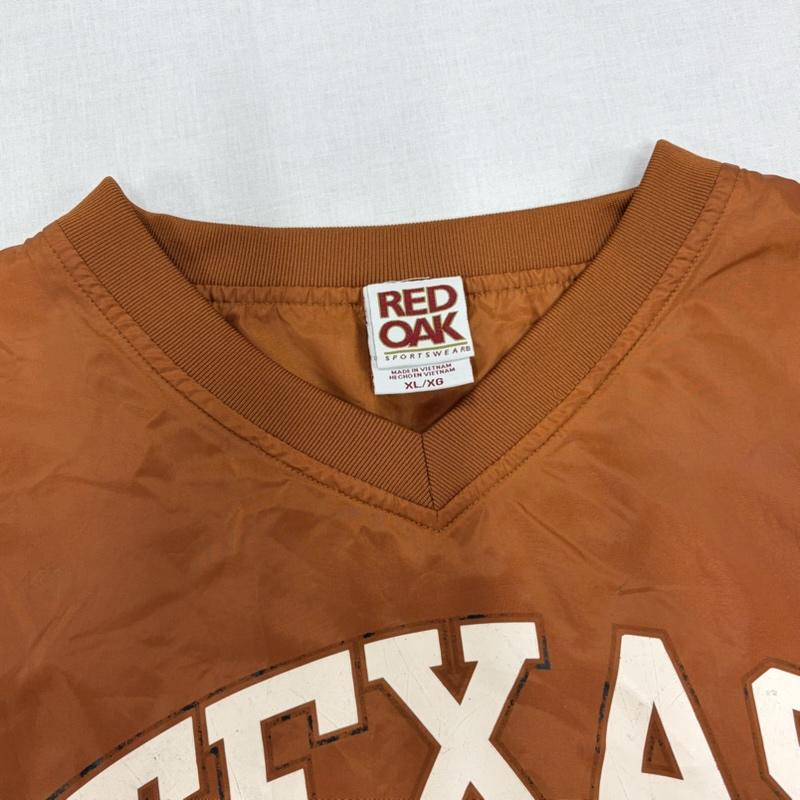 ヴィンテージ VINTAGE トレーナー 長袖 RED OAK テキサス TEXAS カレッジロゴ プリント ナイロン プルオーバー Vネック XL ロゴ、文字 X プリント キャメル / キャメル / X 白 / ホワイト / white メンズ USED 古着 中古 50166870