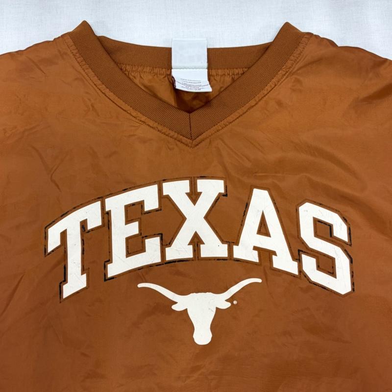 ヴィンテージ VINTAGE トレーナー 長袖 RED OAK テキサス TEXAS カレッジロゴ プリント ナイロン プルオーバー Vネック XL ロゴ、文字 X プリント キャメル / キャメル / X 白 / ホワイト / white メンズ USED 古着 中古 50166870