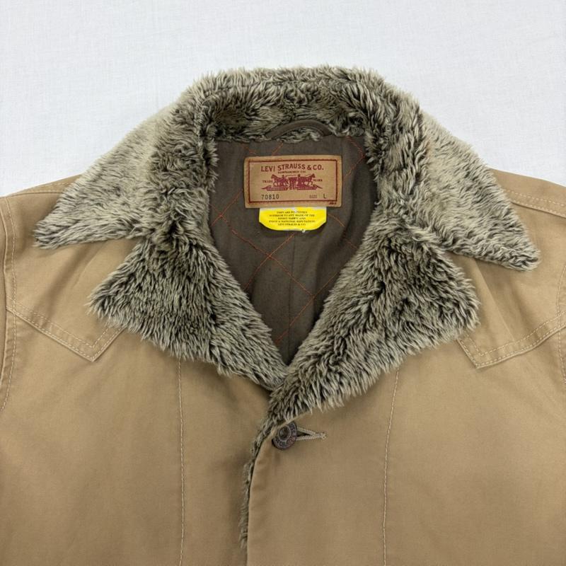 リーバイス Levi s ジャケット、上着 ジャンパー、ブルゾン 襟ボア カバーオール 70810 ウエスタン ジャケット ブルゾン L 無地 ベージュ / ベージュ / beige X 茶 / ブラウン / brown メンズ USED 古着 中古 50166873