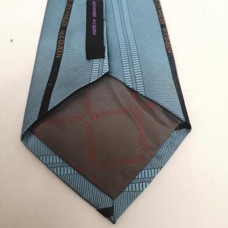 アレキサンダーマックイーン ALEXANDERMCQUEEN ネクタイ ネクタイ ストライプ シルク ネクタイ - 水色 / ライトブルー / メンズ USED 古着 中古 50166874