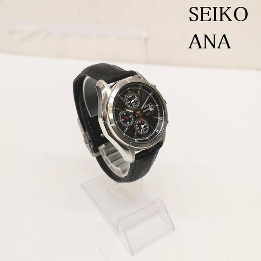 セイコー SEIKO 腕時計 アナログ（クォーツ式） ANA 機内限定 V172-0AB0 ソーラー アナログ 腕時計 - 黒 / ブラック / black メンズ USED 古着 中古 50166875