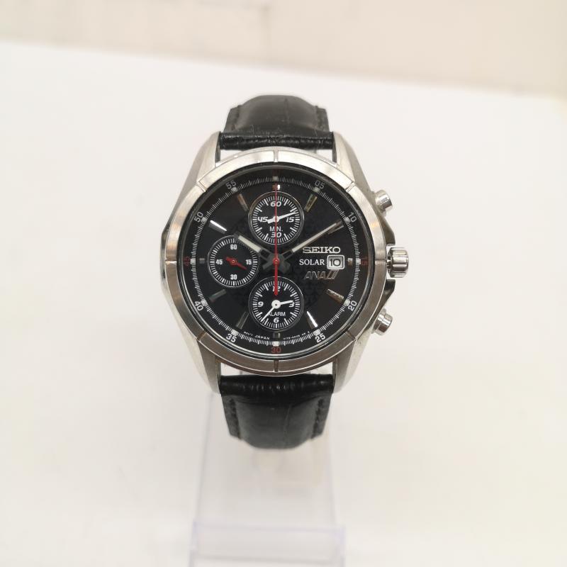 セイコー SEIKO 腕時計 アナログ（クォーツ式） ANA 機内限定 V172-0AB0 ソーラー アナログ 腕時計 - 黒 / ブラック / black メンズ USED 古着 中古 50166875