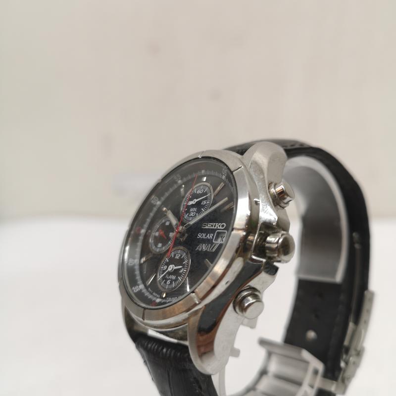 セイコー SEIKO 腕時計 アナログ（クォーツ式） ANA 機内限定 V172-0AB0 ソーラー アナログ 腕時計 - 黒 / ブラック / black メンズ USED 古着 中古 50166875