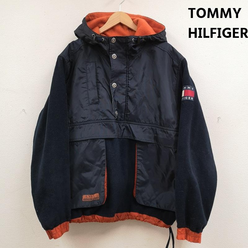 トミーヒルフィガー TOMMY HILFIGER ジャケット、上着 ジャンパー、ブルゾン 90s フラッグワッペン ハーフジップ リップストップ フリース アノラック パーカー M 紺 / ネイビー / navy メンズ USED 古着 中古 50166878