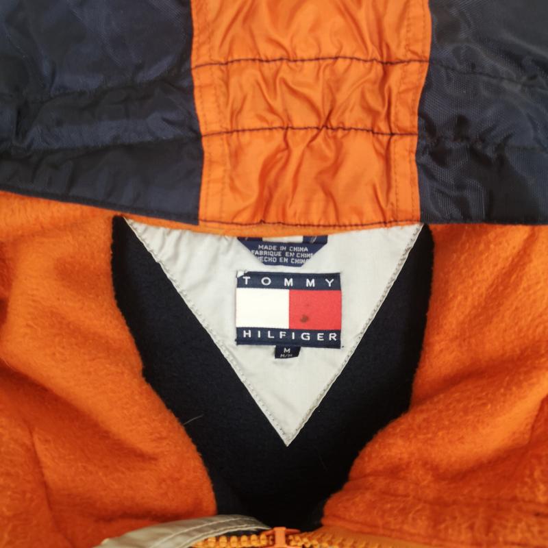 トミーヒルフィガー TOMMY HILFIGER ジャケット、上着 ジャンパー、ブルゾン 90s フラッグワッペン ハーフジップ リップストップ フリース アノラック パーカー M 紺 / ネイビー / navy メンズ USED 古着 中古 50166878
