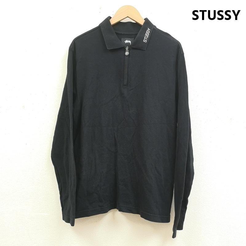 ステューシー STUSSY ポロシャツ 長袖 2019SS ラスタ ライオン 長袖 ハーフジップ ポロシャツ 1140127 S 黒 / ブラック / black メンズ USED 古着 中古 50166890