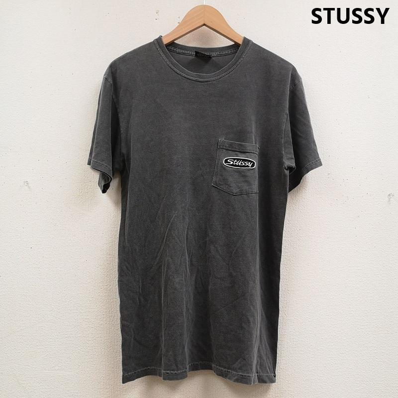 ステューシー STUSSY Tシャツ 半袖 メキシコ製 ピグメント ロゴパッチ 胸ポケット 半袖Tシャツ S/STEE S 灰 / グレー / gray メンズ USED 古着 中古 50166891