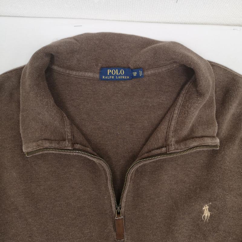 ポロラルフローレン POLO RALPH LAUREN ニット、セーター 長袖 ポニーロゴ ワンポイント ハイネック ハーフジップ ニット セーター XXL 茶 / ブラウン / brown メンズ USED 古着 中古 50166898