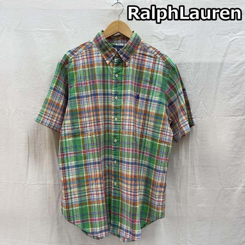 ラルフローレン RALPHLAUREN シャツ、ブラウス 半袖 マドラスチェック柄 半袖 ボタンダウン シャツ スリランカ製 L チェック メンズ USED 古着 中古 50166909