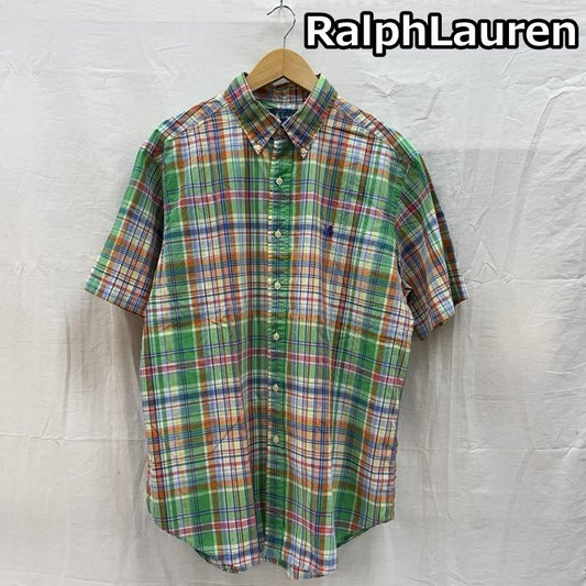ラルフローレン RALPHLAUREN シャツ、ブラウス 半袖 マドラスチェック柄 半袖 ボタンダウン シャツ スリランカ製 L チェック メンズ USED 古着 中古 50166909