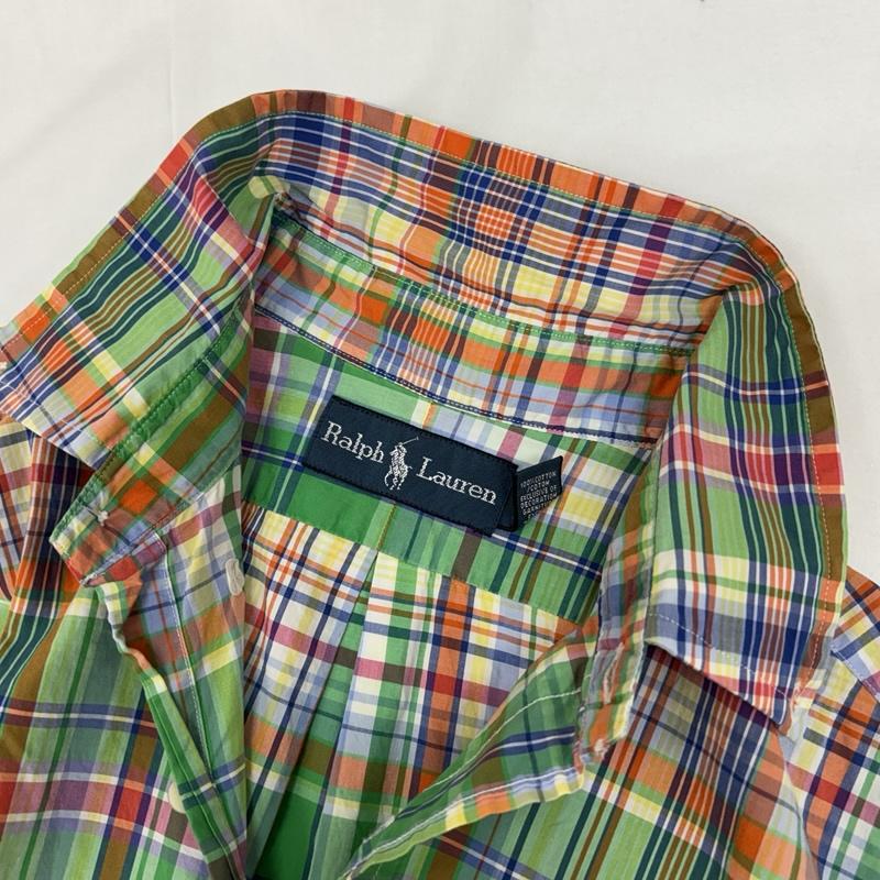 ラルフローレン RALPHLAUREN シャツ、ブラウス 半袖 マドラスチェック柄 半袖 ボタンダウン シャツ スリランカ製 L チェック メンズ USED 古着 中古 50166909