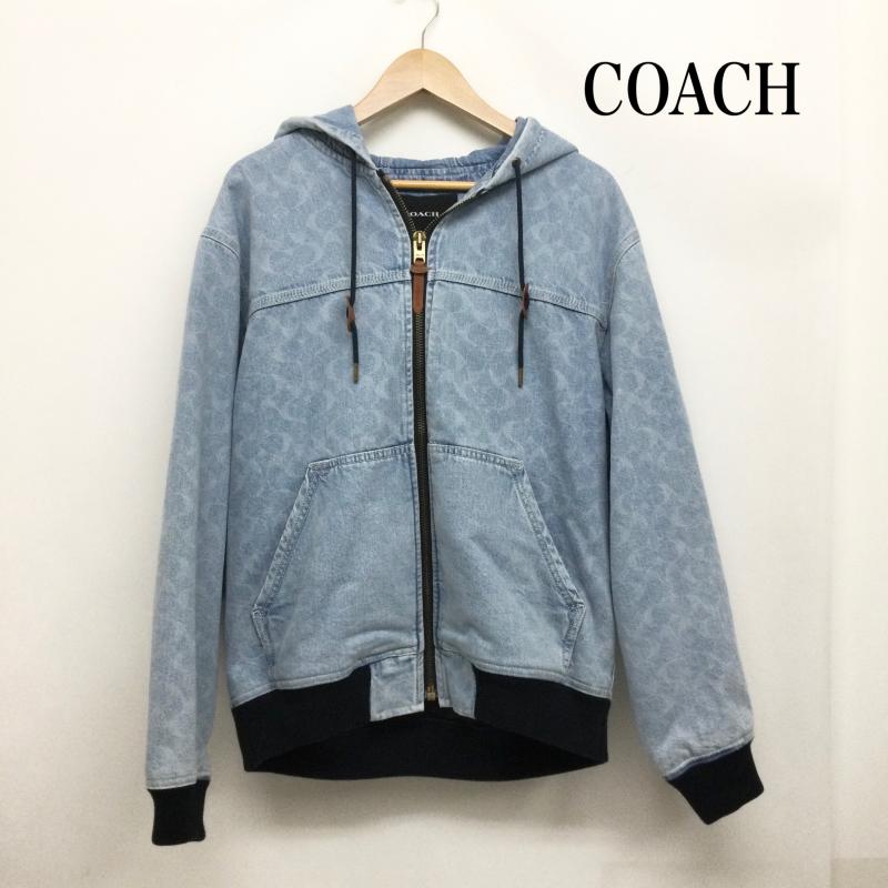 コーチ COACH ジャケット、上着 ジャンパー、ブルゾン coach CQ880 シグネチャー デニム フーデッド ジップ アップ ジャケット S 総柄 インディゴ / インディゴ / Indigo メンズ USED 古着 中古 50166910