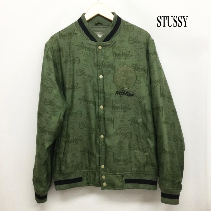 ステューシー STUSSY ジャケット、上着 ジャンパー、ブルゾン STUSSY GEAR ステューシー スタジャン スタジアム ジャケット ボンバージャケット M 総柄 緑 / グリーン / green メンズ USED 古着 中古 50166914