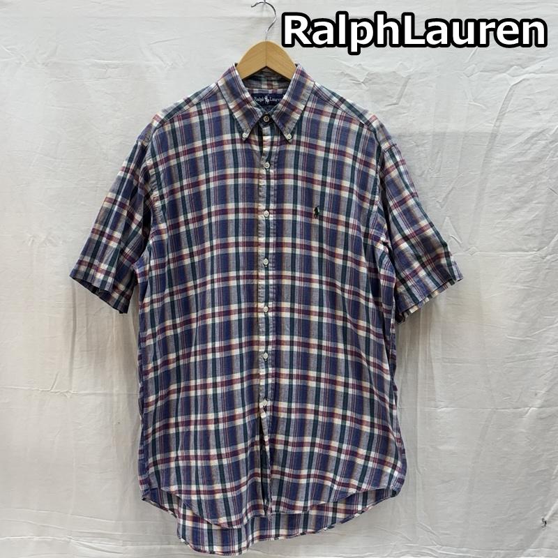 ラルフローレン RALPHLAUREN シャツ、ブラウス 半袖 チェック柄 半袖 ボタンダウン シャツ マレーシア製 M チェック メンズ USED 古着 中古 50166915