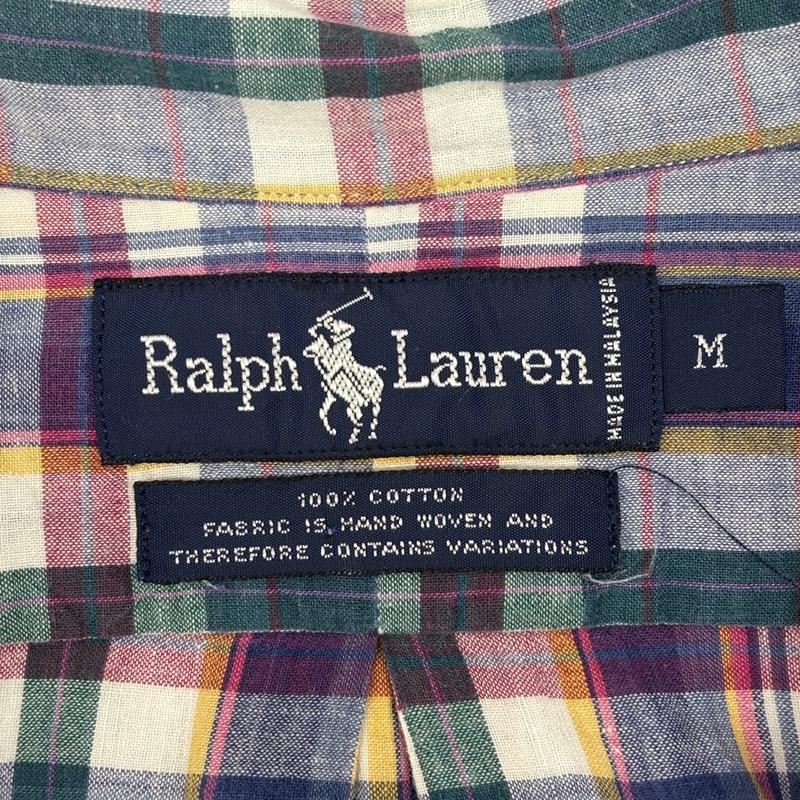 ラルフローレン RALPHLAUREN シャツ、ブラウス 半袖 チェック柄 半袖 ボタンダウン シャツ マレーシア製 M チェック メンズ USED 古着 中古 50166915