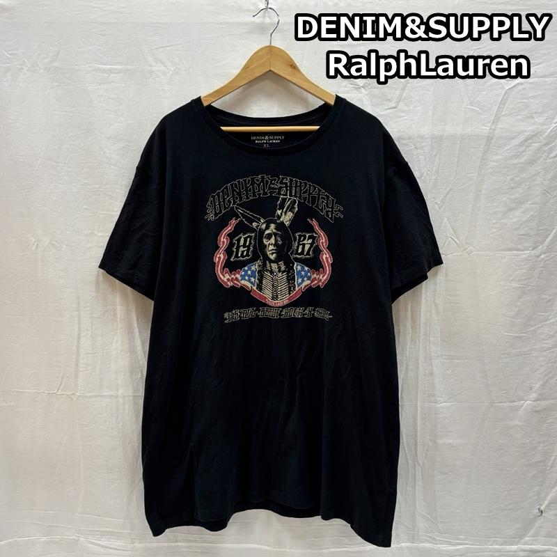 デニムアンドサプライラルフローレン DENIM & SUPPLYRALPHLAUREN Tシャツ 半袖 インディアンチーフ 星条旗 プリント ラウンドネック Tシャツ XL メンズ USED 古着 中古 50166917