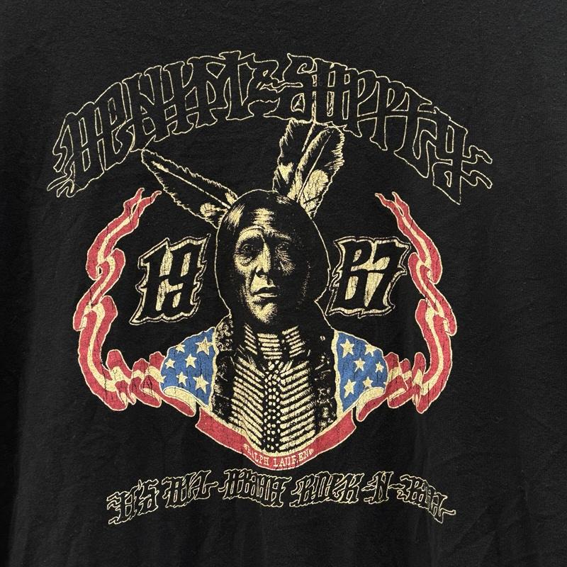 デニムアンドサプライラルフローレン DENIM & SUPPLYRALPHLAUREN Tシャツ 半袖 インディアンチーフ 星条旗 プリント ラウンドネック Tシャツ XL メンズ USED 古着 中古 50166917