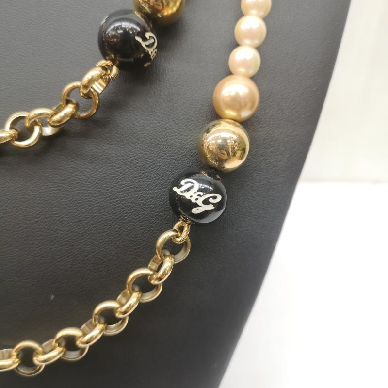 ドルチェアンドガッバーナ DOLCE&GABBANA アクセサリー ネックレス、ペンダント ネックレス ブラックロゴ ボール ゴールドチェーン ボール - 黒 / ブラック / black X 白 / ホワイト / white X 金 / ゴールド / gold color レディース USED 古着 中古 50166920