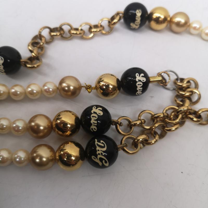 ドルチェアンドガッバーナ DOLCE&GABBANA アクセサリー ネックレス、ペンダント ネックレス ブラックロゴ ボール ゴールドチェーン ボール - 黒 / ブラック / black X 白 / ホワイト / white X 金 / ゴールド / gold color レディース USED 古着 中古 50166920