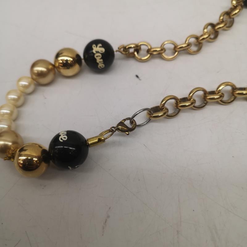 ドルチェアンドガッバーナ DOLCE&GABBANA アクセサリー ネックレス、ペンダント ネックレス ブラックロゴ ボール ゴールドチェーン ボール - 黒 / ブラック / black X 白 / ホワイト / white X 金 / ゴールド / gold color レディース USED 古着 中古 50166920