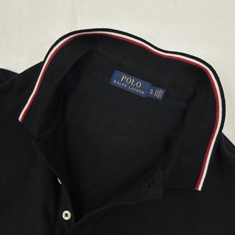 ポロラルフローレン POLO RALPH LAUREN ポロシャツ 長袖 ビッグポニー ロゴ 刺繍 鹿の子 長袖 ポロシャツ XL 黒 / ブラック / black メンズ USED 古着 中古 50166923