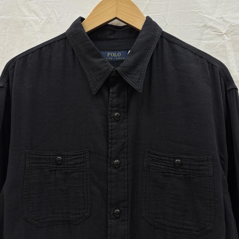 ポロラルフローレン POLO RALPH LAUREN シャツ、ブラウス 長袖 ワーク シャツ 長袖 ビッグサイズ L 黒 / ブラック / black メンズ USED 古着 中古 50166924