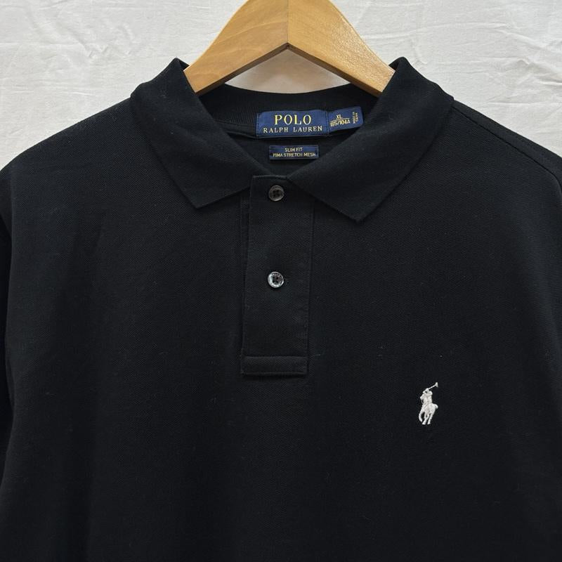 ポロラルフローレン POLO RALPH LAUREN ポロシャツ 長袖 SLIM FIT ポニー ロゴ 鹿の子 長袖 ポロシャツ XL 黒 / ブラック / black メンズ USED 古着 中古 50166931
