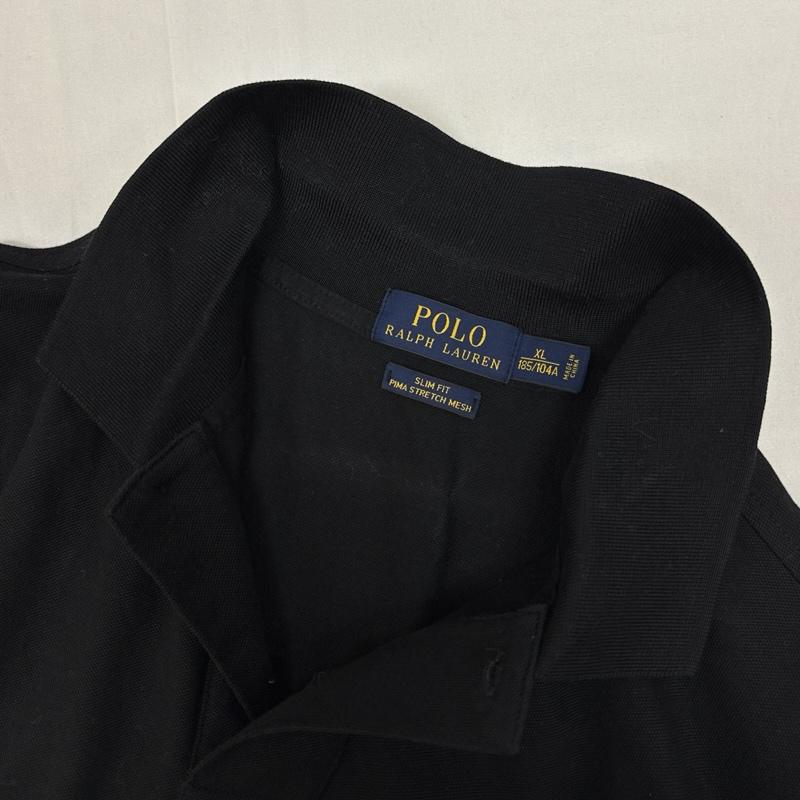 ポロラルフローレン POLO RALPH LAUREN ポロシャツ 長袖 SLIM FIT ポニー ロゴ 鹿の子 長袖 ポロシャツ XL 黒 / ブラック / black メンズ USED 古着 中古 50166931