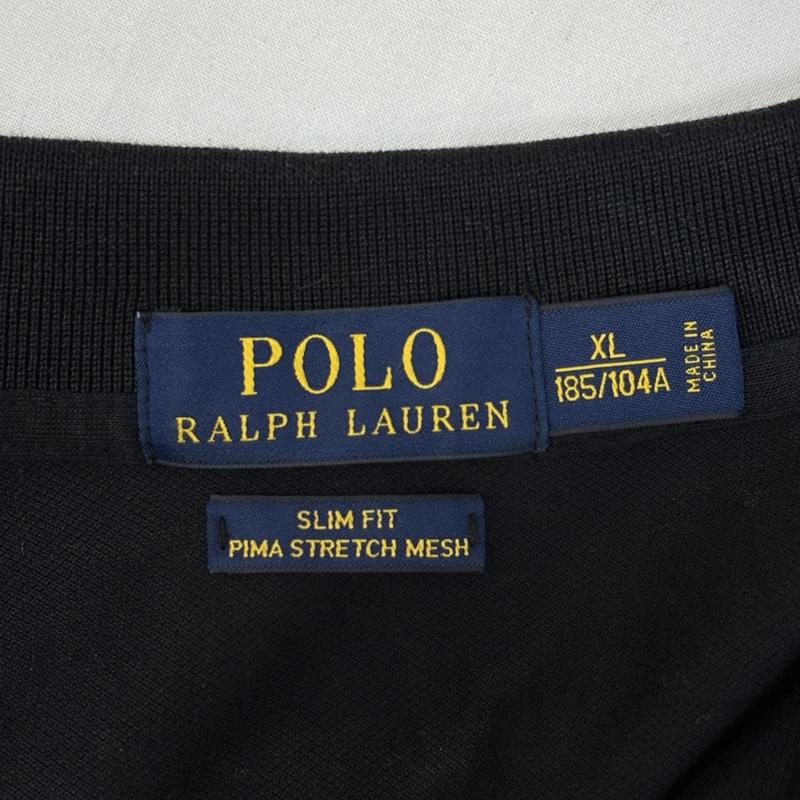 ポロラルフローレン POLO RALPH LAUREN ポロシャツ 長袖 SLIM FIT ポニー ロゴ 鹿の子 長袖 ポロシャツ XL 黒 / ブラック / black メンズ USED 古着 中古 50166931