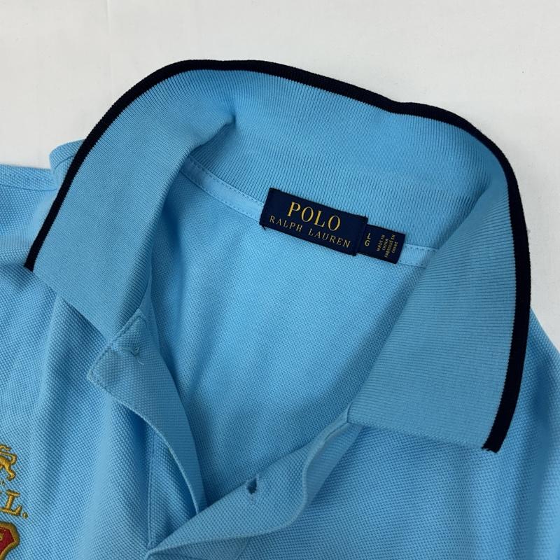 ポロラルフローレン POLO RALPH LAUREN ポロシャツ 半袖 ビッグポニー エンブレム ロゴ 鹿の子 半袖 ポロシャツ L 水色 / ライトブルー / メンズ USED 古着 中古 50166932