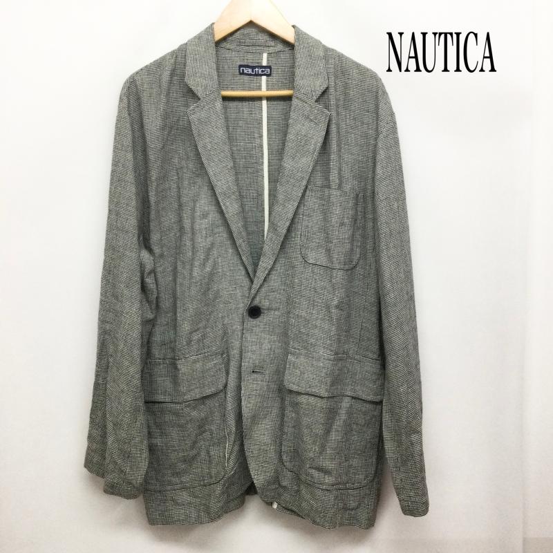 ノーティカ NAUTICA ジャケット、上着 ジャケット、ブレザー nautica 261-1541 レーヨン　麻　テーラードジャケット M 千鳥格子 灰 / グレー / gray メンズ USED 古着 中古 50166934