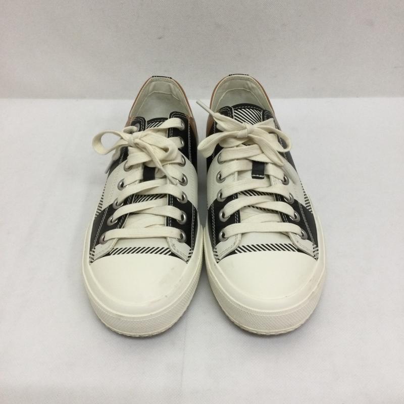 バーバリー BURBERRY スニーカー スニーカー burberry チェックプリントレザースニーカー UK：6 チェック 白 / ホワイト / white X 黒 / ブラック / black X 茶 / ブラウン / brown レディース USED 古着 中古 50166951