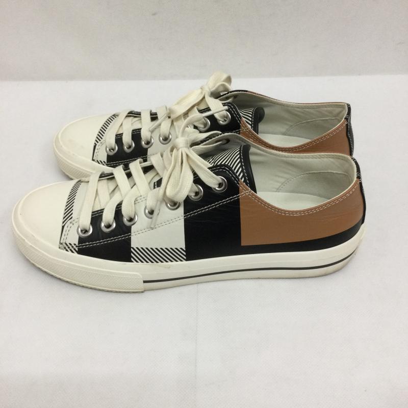 バーバリー BURBERRY スニーカー スニーカー burberry チェックプリントレザースニーカー UK：6 チェック 白 / ホワイト / white X 黒 / ブラック / black X 茶 / ブラウン / brown レディース USED 古着 中古 50166951