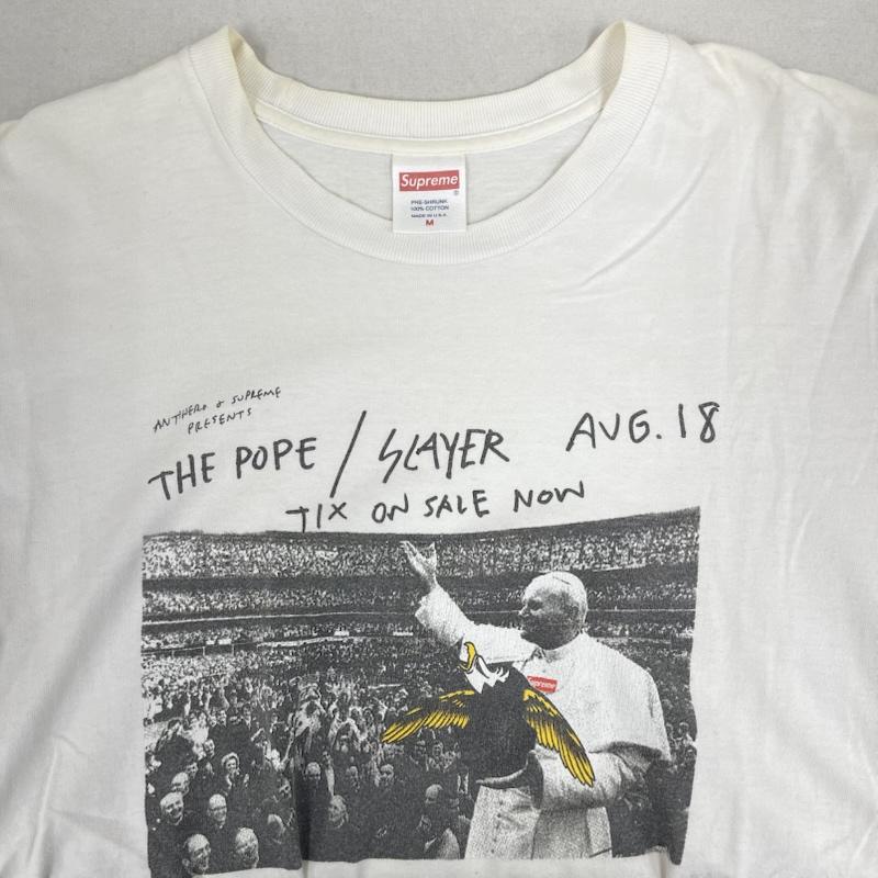 シュプリーム Supreme Tシャツ 半袖 USA製 16aw ANTIHERO Pope Tee コラボ ローマ教皇 フォト プリント Tシャツ カットソー M 白 / ホワイト / white メンズ USED 古着 中古 50166959