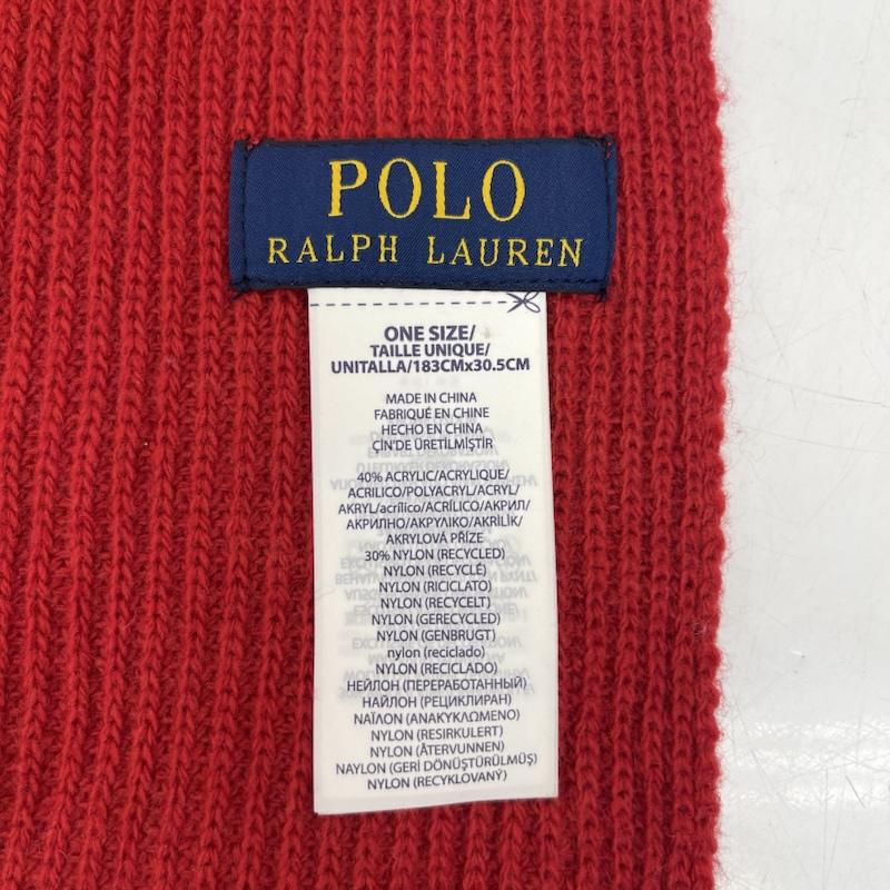 ポロラルフローレン POLO RALPH LAUREN マフラー マフラー ポロベア Polo Bear リブニット マフラー - 赤 / レッド / red メンズ USED 古着 中古 50166961