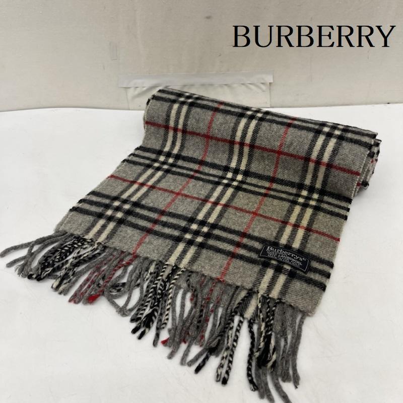 バーバリー BURBERRY マフラー マフラー ノバチェック ウール マフラー イングランド製 - 灰 / グレー / gray メンズ USED 古着 中古 50166962