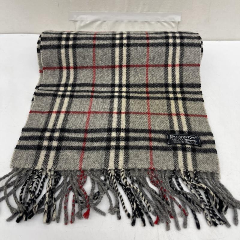 バーバリー BURBERRY マフラー マフラー ノバチェック ウール マフラー イングランド製 - 灰 / グレー / gray メンズ USED 古着 中古 50166962