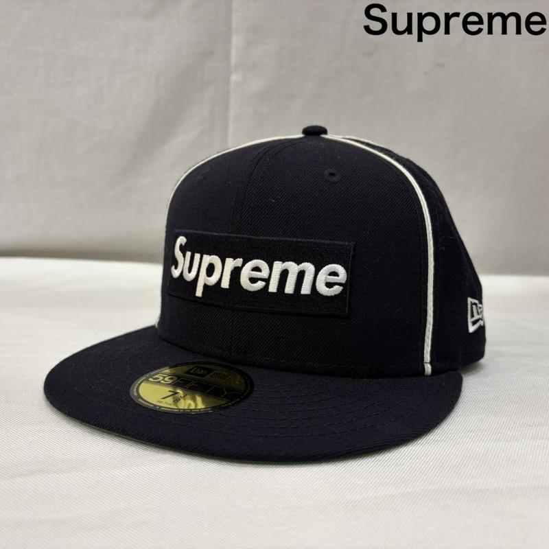 シュプリーム Supreme 帽子 キャップ × NEW ERA 59FIFTY Box Logo Piping ボックスロゴ パイピング ベースボールキャップ - ロゴ、文字 紺 / ネイビー / navy メンズ USED 古着 中古 50166968