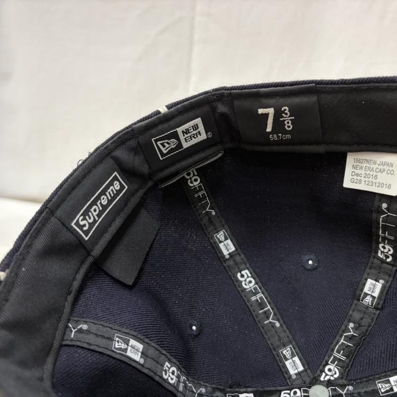 シュプリーム Supreme 帽子 キャップ × NEW ERA 59FIFTY Box Logo Piping ボックスロゴ パイピング ベースボールキャップ - ロゴ、文字 紺 / ネイビー / navy メンズ USED 古着 中古 50166968