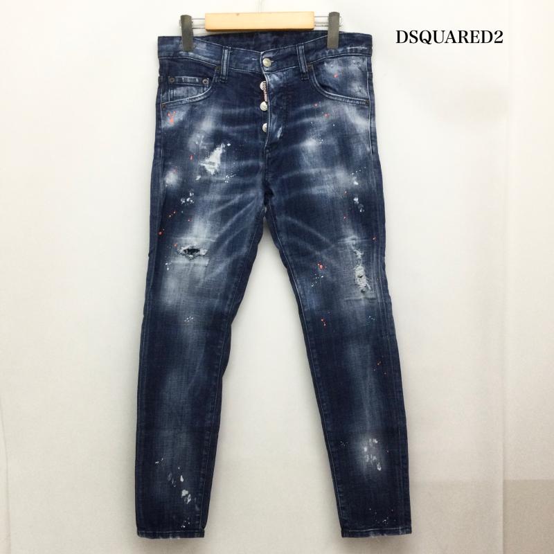 ディースクエアード2 DSQUARED2 パンツ デニム、ジーンズ dsquared2 デニム ダメージ　ペンキ加工 44 インディゴ / インディゴ / Indigo メンズ USED 古着 中古 50166970