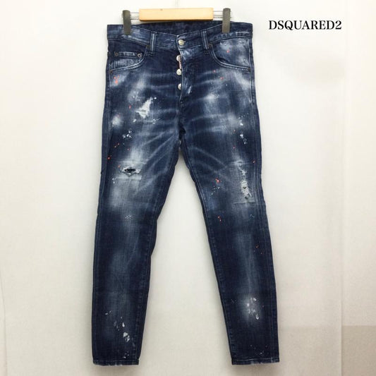 ディースクエアード2 DSQUARED2 パンツ デニム、ジーンズ dsquared2 デニム ダメージ　ペンキ加工 44 インディゴ / インディゴ / Indigo メンズ USED 古着 中古 50166970